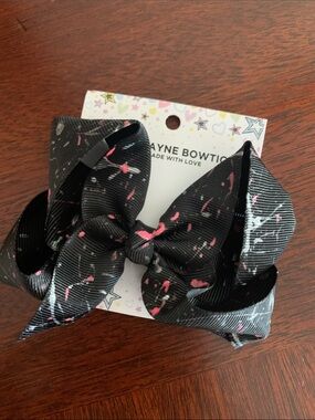 NWT Cynthia Lane Black Splatter Girls' Hair Bow